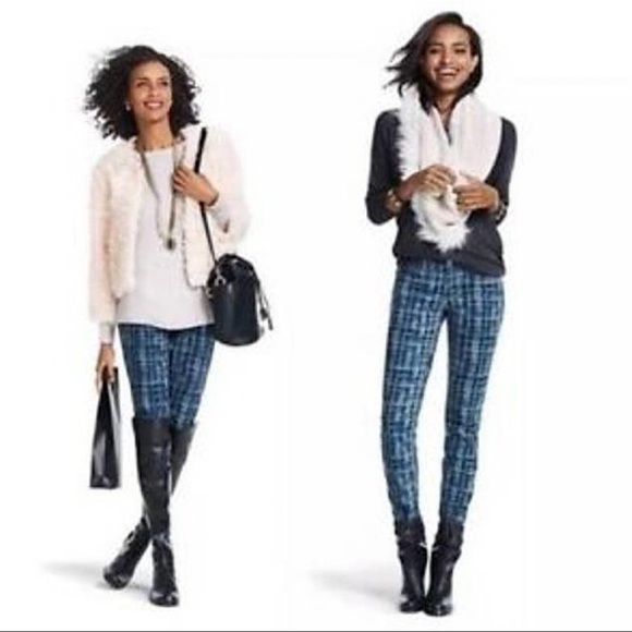 CAbi Style 3047 Blue Grid Tie Dye 5-Pocket Curvy Jeggings Stretch Jeans 2 - Picture 8 of 11